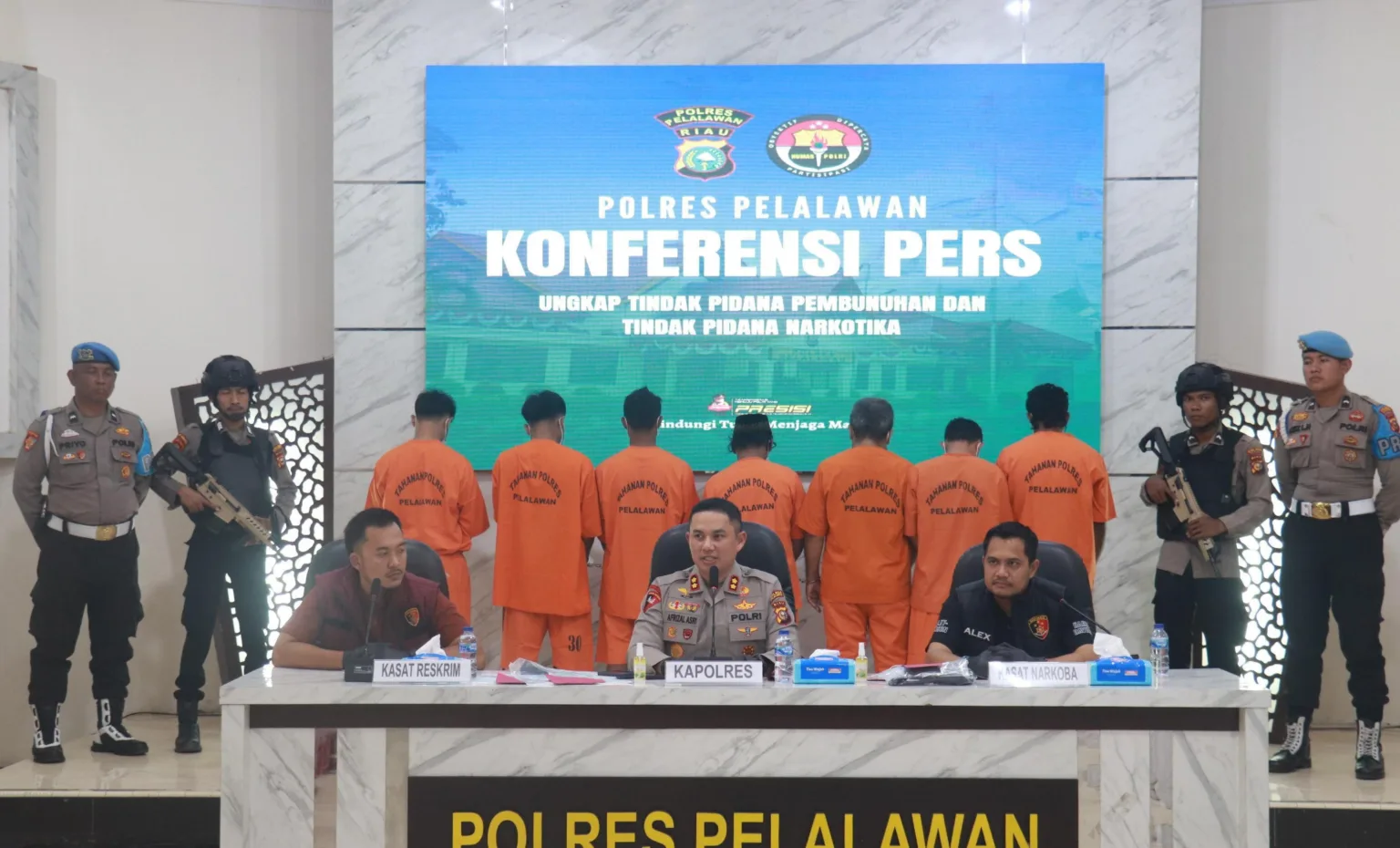 Polres pelalawan reales pengungkapan tindak pidana pembunuhan dan peredaran narkotika 26